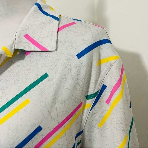 Chubbies Men's Medium Lightweight Performance Polo Logo Sleeve EUC Multicolored - Picture 3 of 8